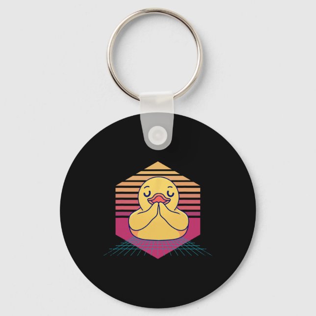 Duck Yoga Vintage  Key Ring (Front)