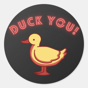 Duck You funny party sticker