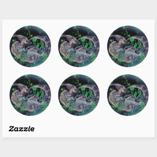 Duckbill Dinosaur Art Classic Round Sticker