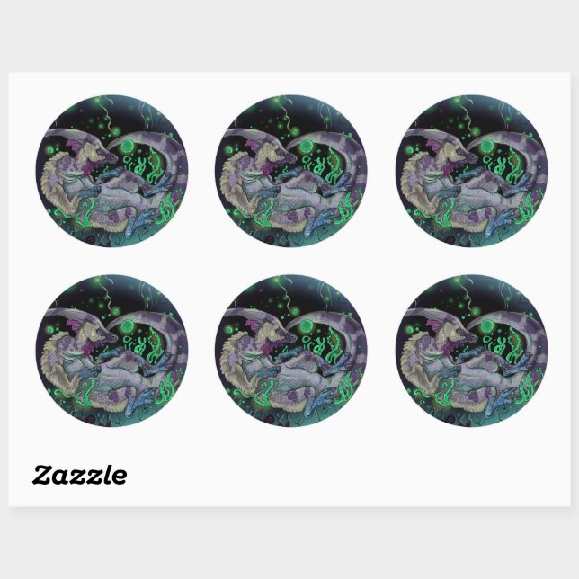 Duckbill Dinosaur Art Classic Round Sticker (Sheet)