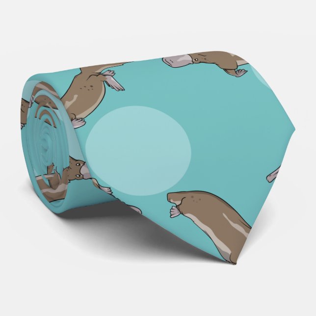 Duckbilled Platypus Pattern Tie (Rolled)