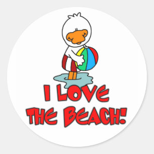 Duckie Love the Beach Classic Round Sticker