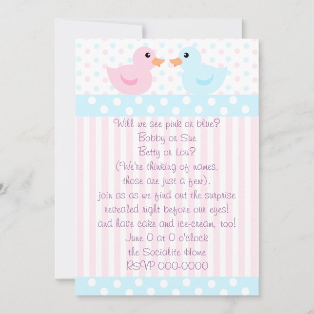 Duckies of Pink and Blue Invitation (Front)