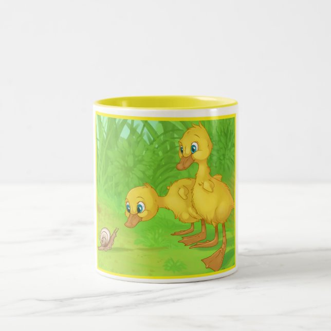 Duckings and the Snail Two-Tone Coffee Mug (Center)