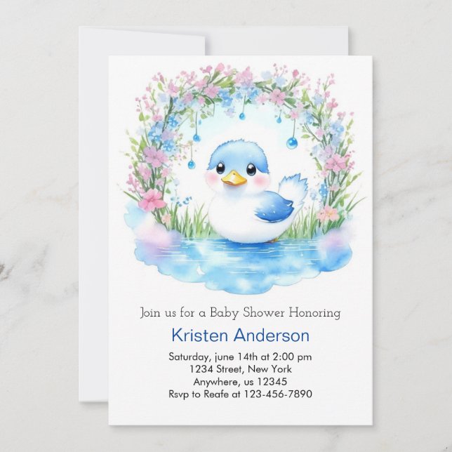 Duckling Boy Baby Shower Invitation (Front)