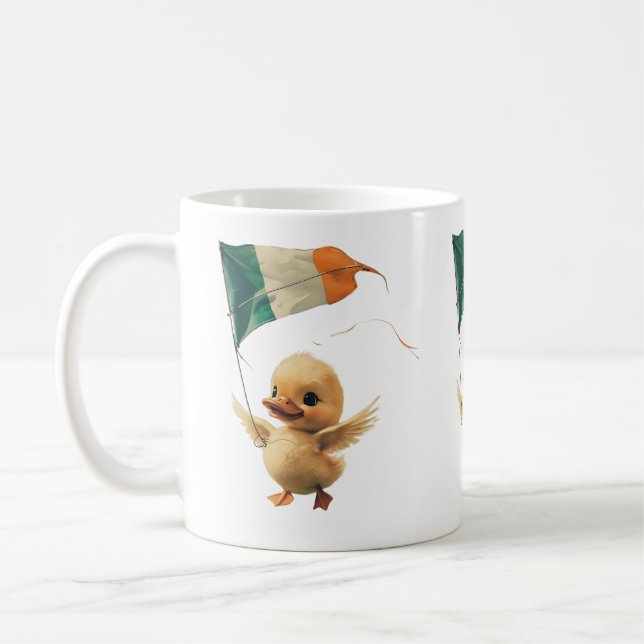Duckling Flying an Irish Flag Kite Coffee Mug (Left)