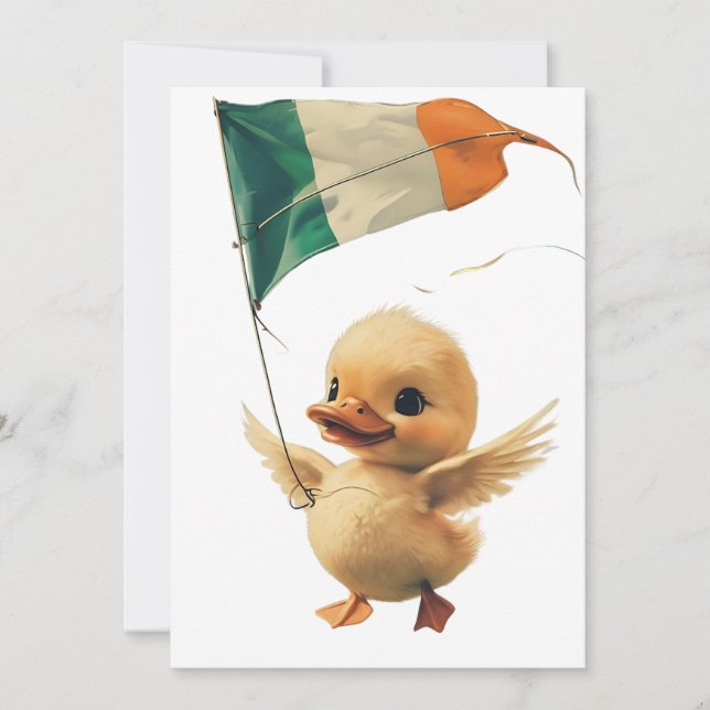 Duckling Flying an Irish Flag Kite Invitation (Front)
