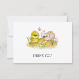 Duckling Hedgehog and Butterfly Thank you Notecard
