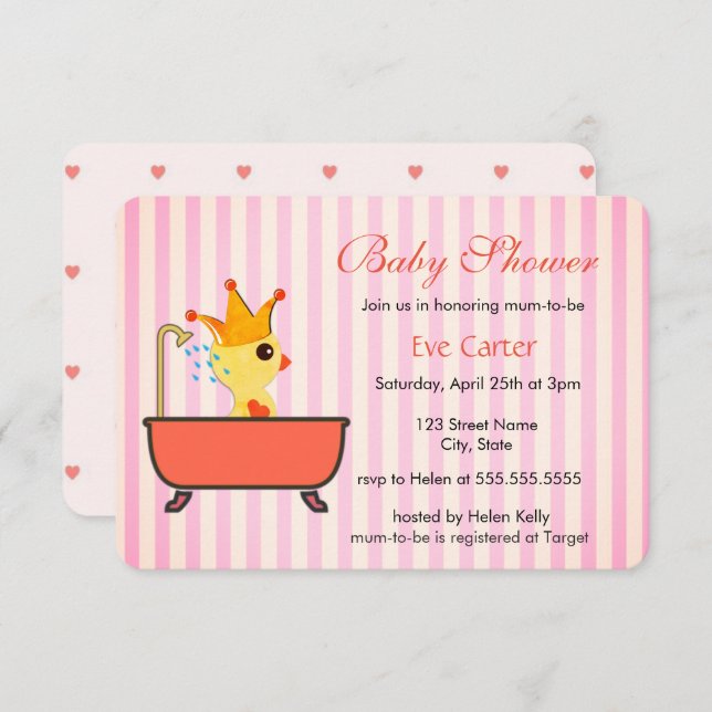 Duckling in a Bath | Baby Shower Invitation (Front/Back)