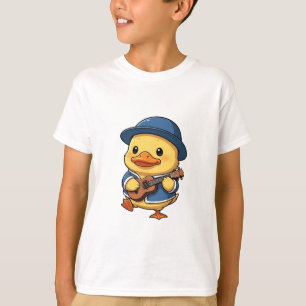 Duckling Musician in Blue Jacket and Hat Kids T-Shirt