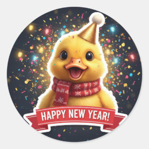 Duckling New Year Celebration Sticker
