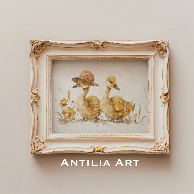 Duckling Watercolor Painting Duck Farm Animal Poster (Creator Uploaded)