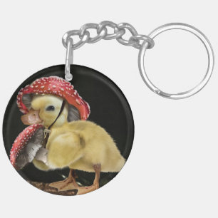 Duckling wearing Mushroom Hat Key Ring