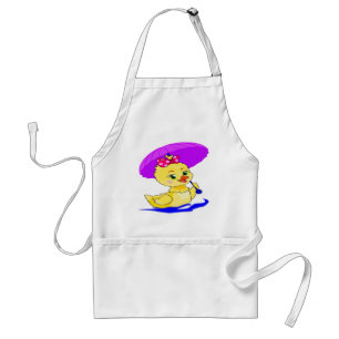 Duckling with a purple umbrella standard apron