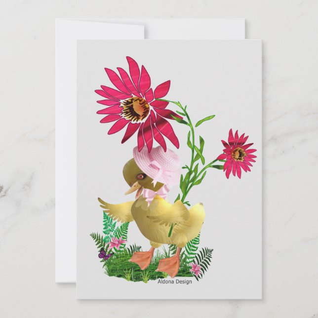 Duckling with Flowers  Holiday Card (Front)