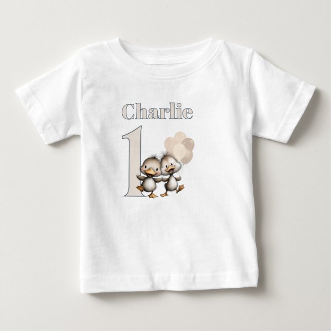 Ducklings Dancing 1st Birthday Celebrations! Baby T-Shirt (Front)