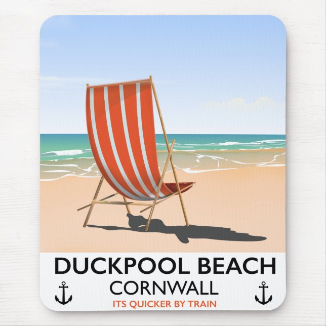 Duckpool Beach Cornwall travel poster Mouse Pad (Front)