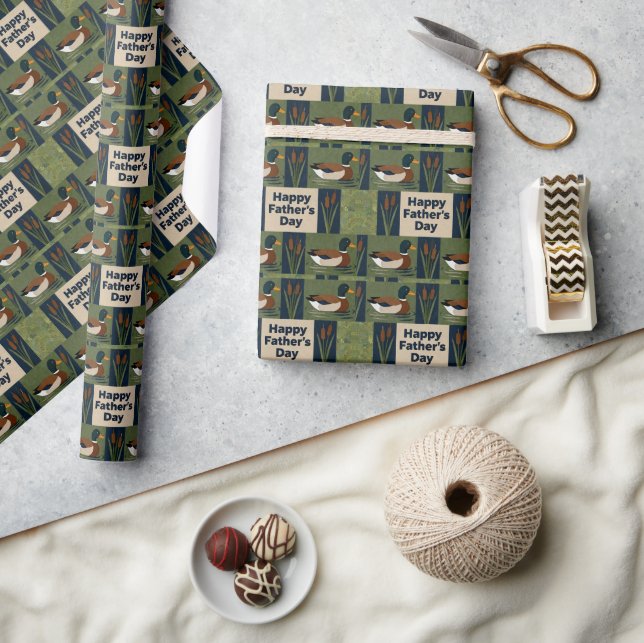 Ducks and Cattails Father's Day Wrapping Paper (Crafts)