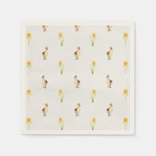 Ducks And Daffodils Quack into Spring  Napkin