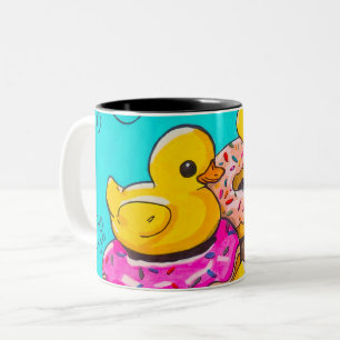 Ducks and Doughnuts Two-Tone Coffee Mug
