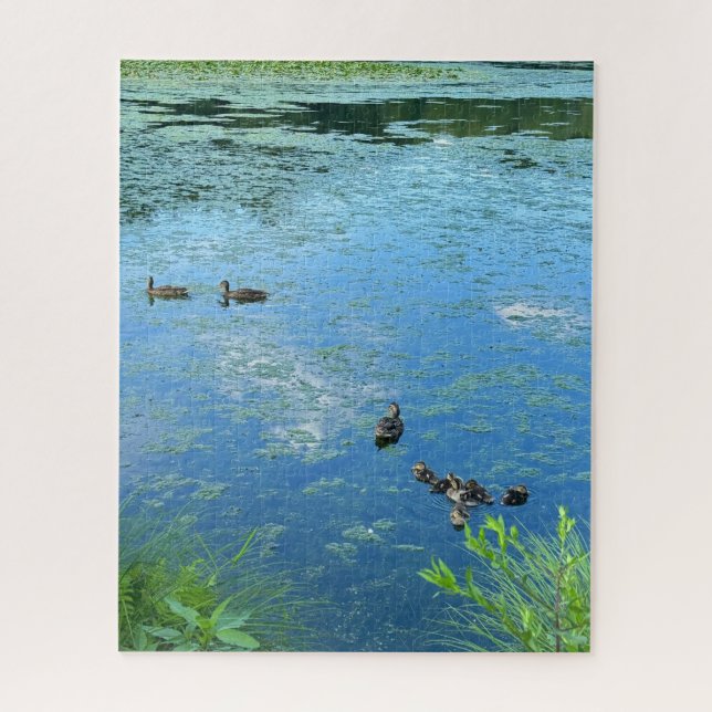 Ducks and Ducklings in Water Challenging Jigsaw Puzzle (Vertical)