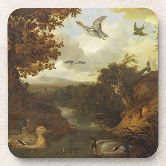 Ducks and other birds about a stream in an Italian Coaster (Front)