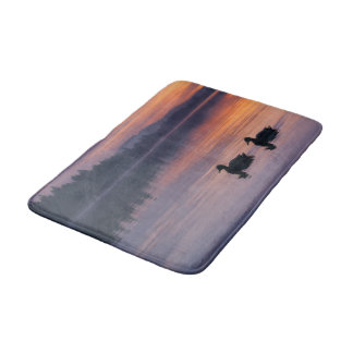 Ducks at Dusk • Painterly Woodland Lake Bath Mat