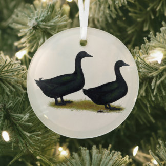 Ducks: Black Cayugas Glass Tree Decoration