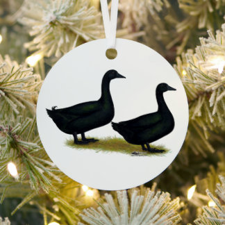 Ducks: Black Cayugas Metal Tree Decoration