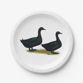 Ducks:  Black Cayugas Paper Plate