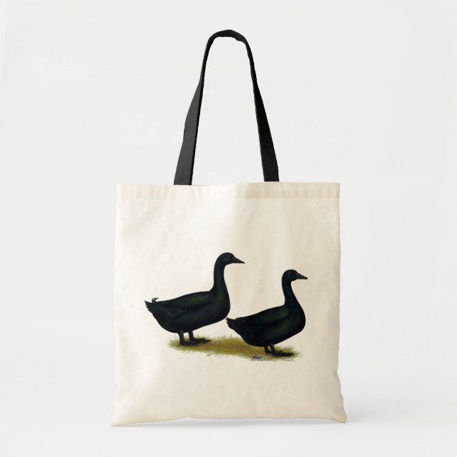 Ducks:  Black Cayugas Tote Bag (Front)