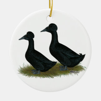 Ducks: Black Crested Ceramic Tree Decoration