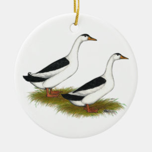Ducks:  Black Magpies Ceramic Tree Decoration