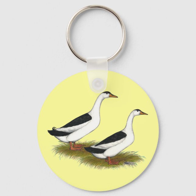 Ducks:  Black Magpies Key Ring (Front)