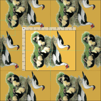 Ducks Black Pied Muscovy Family Fabric
