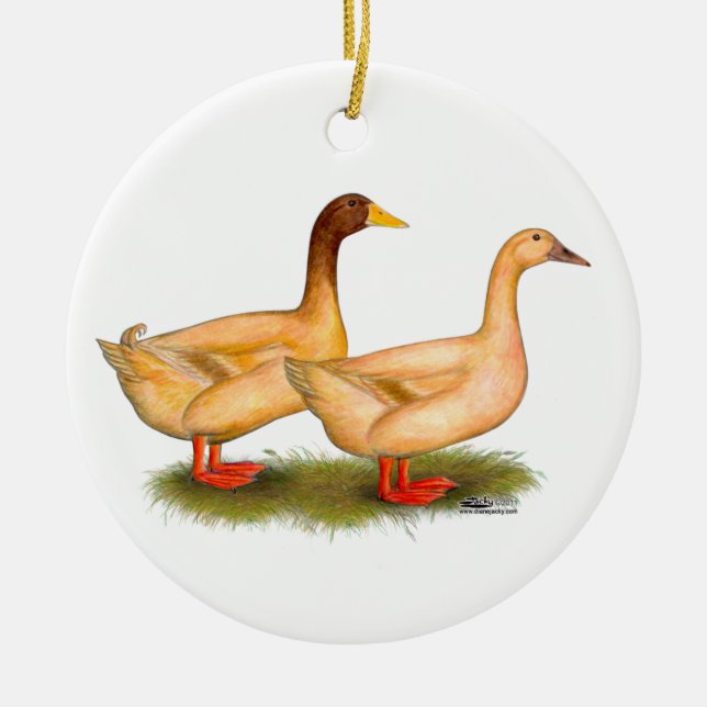 Ducks:  Buff Orpington Ceramic Tree Decoration (Front)
