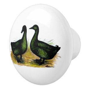 Ducks: Cayuga Pair Ceramic Knob