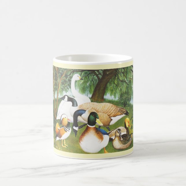Ducks, geese and swan birds coffee mug (Center)