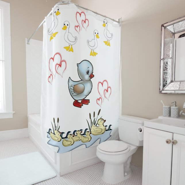 Ducks heart shower curtain (In Situ)
