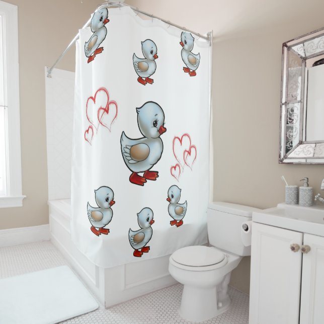 Ducks heart shower curtain (In Situ)