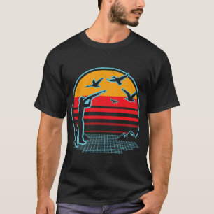Ducks hunting Retro Sunset aesthetic graphic drawi T-Shirt