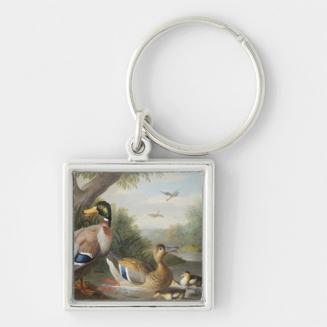 Ducks in a River Landscape Key Ring (Front)
