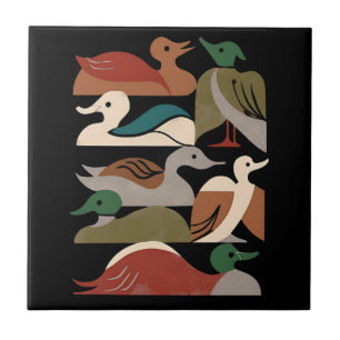 Ducks In A Row (Black) Tile