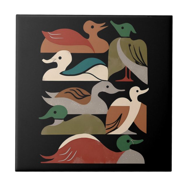 Ducks In A Row (Black) Tile (Front)
