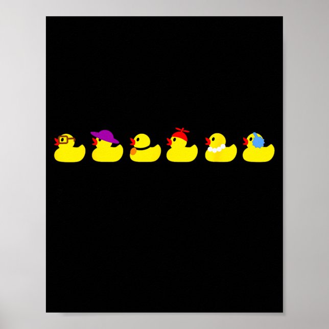 Ducks In A Row Funny Pun Dad Joke Cute Humor Rubbe Poster (Front)