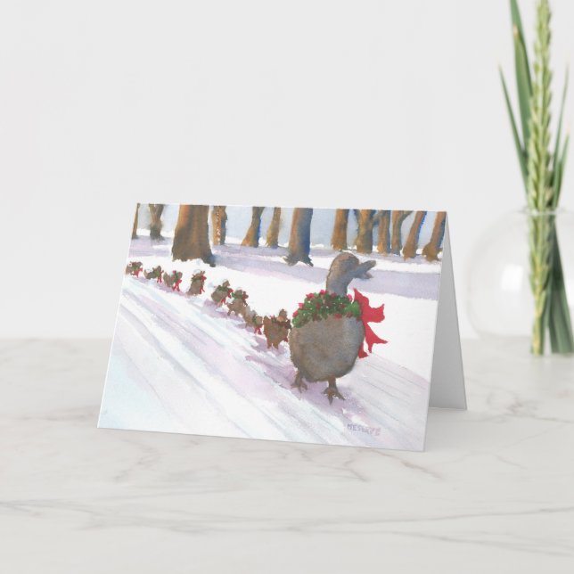 Ducks in Boston Common during the winter holidays  Holiday Card (Front)