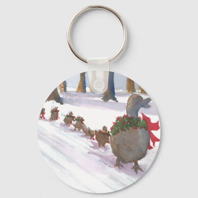 ducks in boston common during the winter holidays key ring (Front)