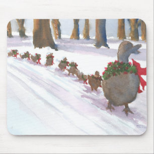 ducks in boston common during the winter holidays mouse pad