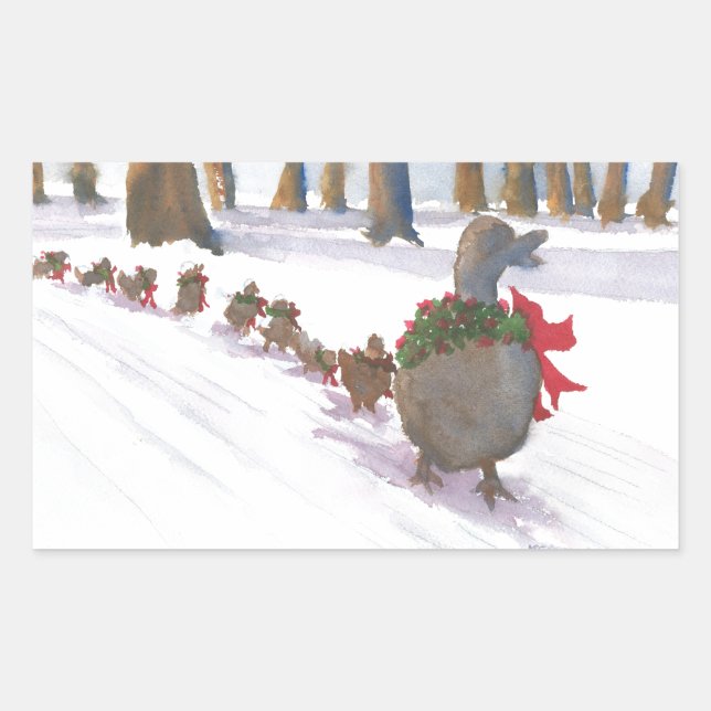 ducks in boston common during the winter holidays rectangular sticker (Front)