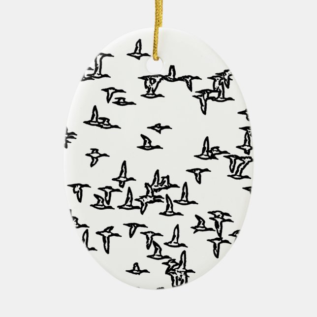 Ducks in Flight - Duck Hunting Art Ceramic Tree Decoration (Front)
